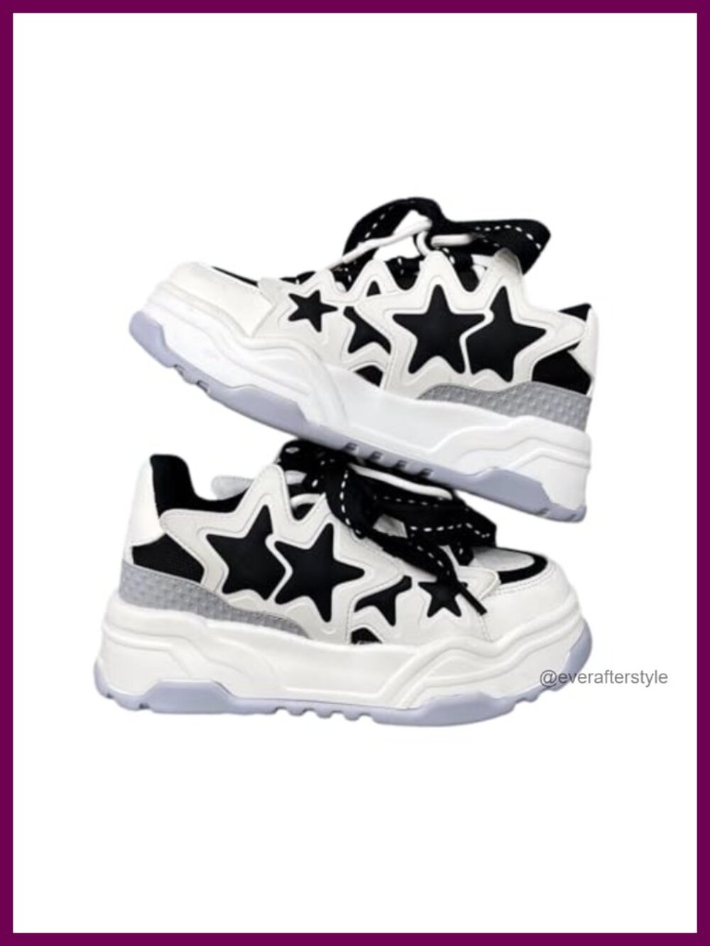 Y2K Chunky Platform Sneakers Women Star Cute Thick Sole Walking Shoes Kawaii